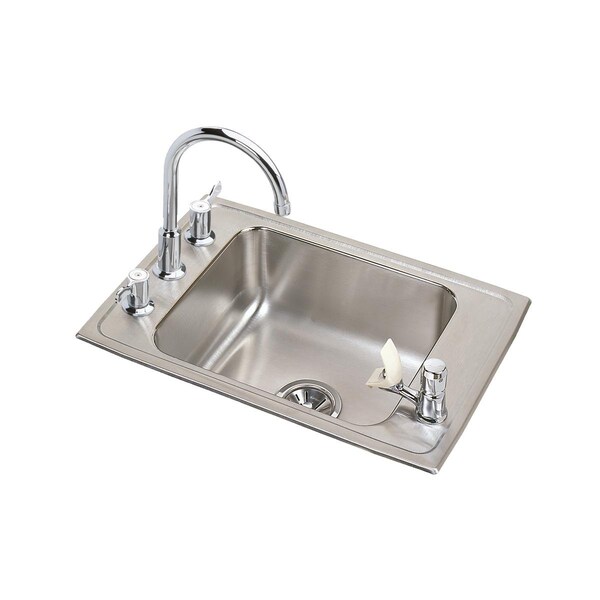 Lustertone Stainless Steel 31X19-1/2X7-5/8 Single Bowl Top Mount Classroom Sink + Faucet/Bubbler Kit